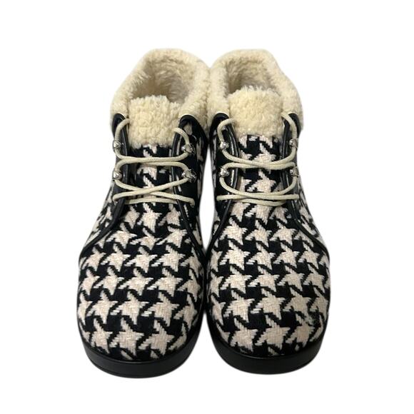 Gucci Shearling Houndstooth Ankle Boots Black White 39 - Picture 3 of 6